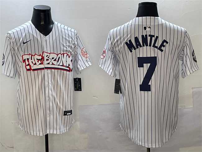Men%27s New York Yankees #7 Mickey Mantle White Bronx Graffiti Vapor Limited Stitched Jersey->new york yankees->MLB Jersey
